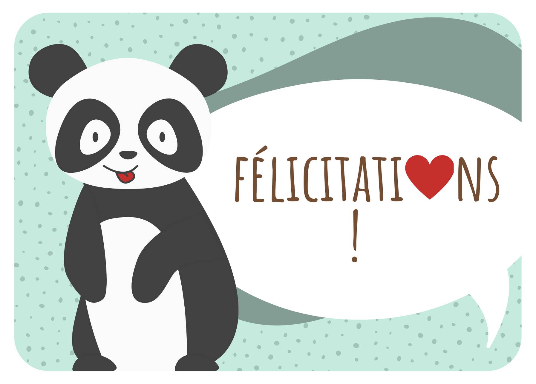 Carte Postale De Voeux Felicitations Avec Un Panda Et Un Coeur