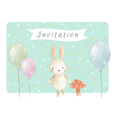 Carte d'invitation anniversaire d'enfant - Lapin joyeux