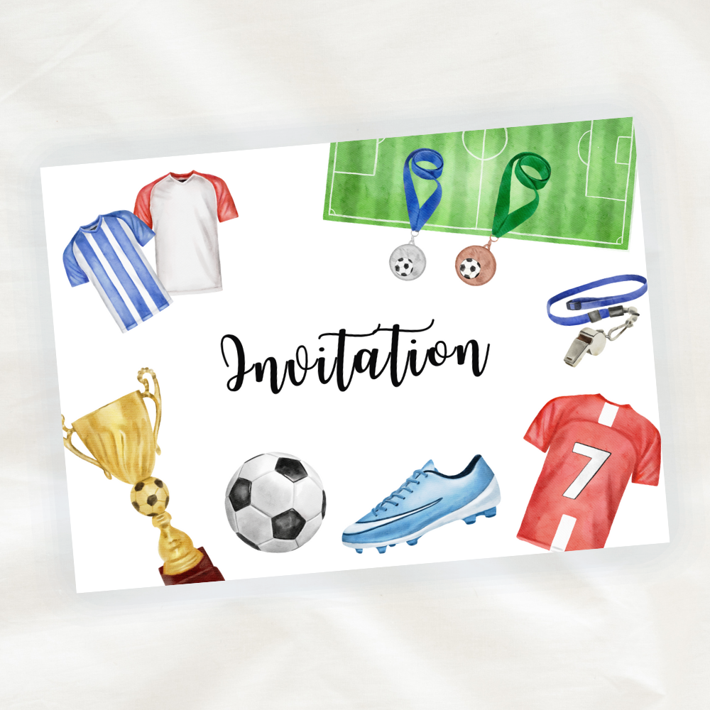 Invitation d'anniversaire Football à personnaliser et imprimer gratuit   Carte invitation anniversaire, Invitation anniversaire, Carte invitation